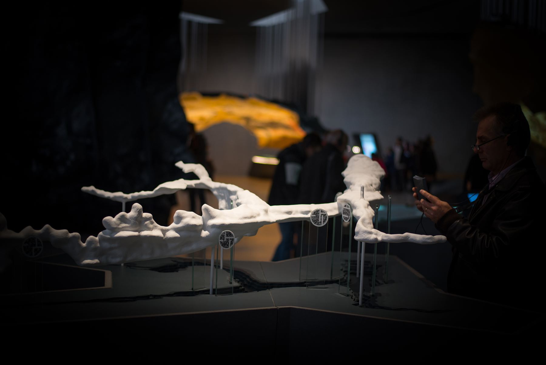 White model of the cave in the workshop